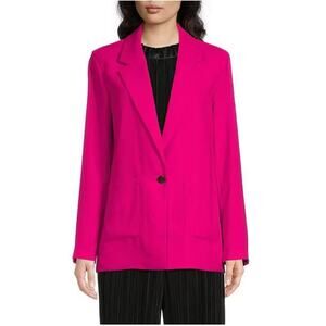 DONNA KARAN DKNY $159 Fuchsia Notch Lapel One-Button Blazer Patch Pockets M